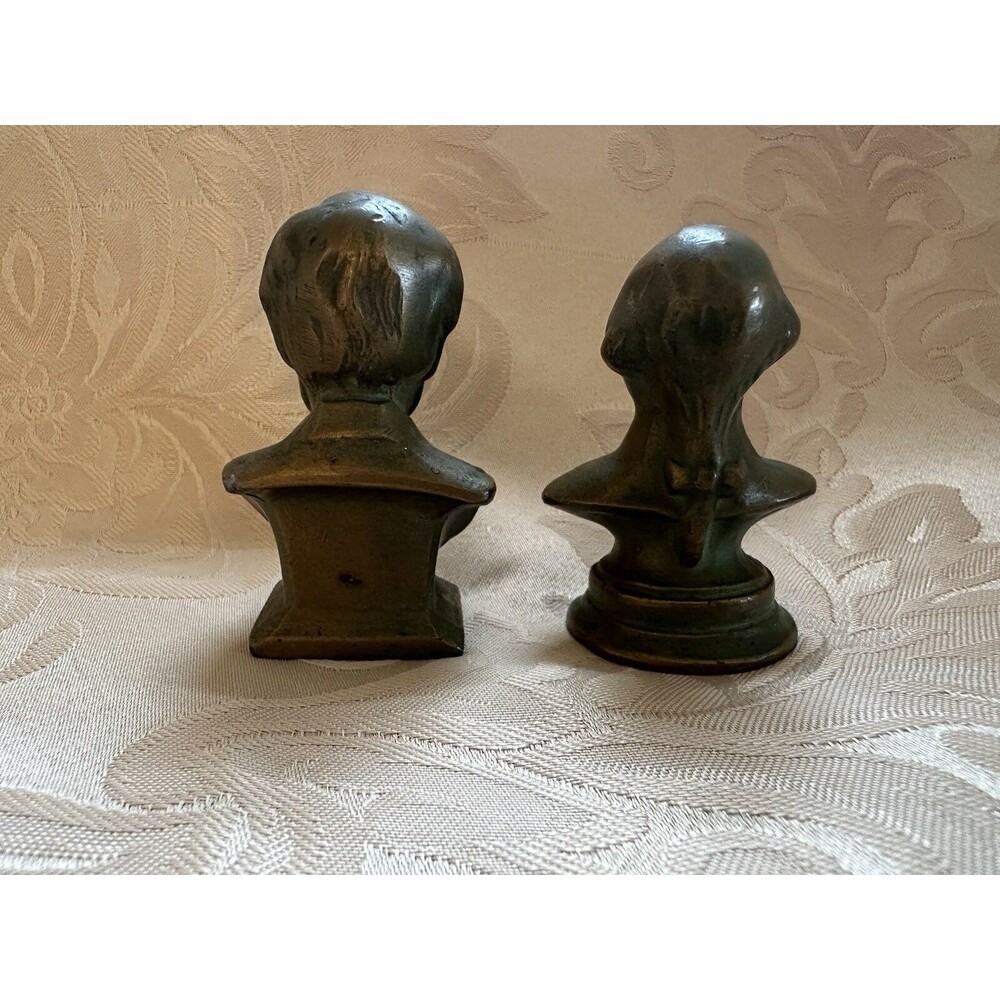 PRICE SLASH! Vintage George Washington/Abe Lincoln Bronze Figures Bust Miniature - Picture 3 of 6